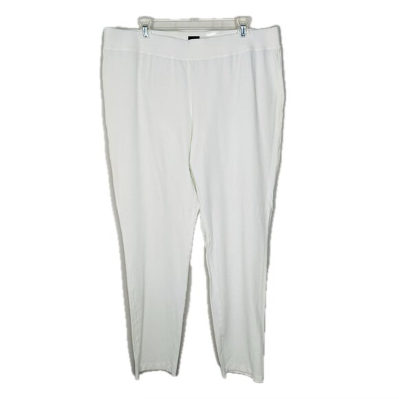 Eileen Fisher Ivory Pull On Pants Womens XL No Care Tag Viscose Nylon Blend - Picture 1 of 6